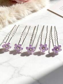 20 chiếc kẹp tóc hoa nhiều màu sắc, kẹp tạo búi tóc hình chữ U, kẹp tóc tối giản đa năng cho đám cưới, trường học, hàng ngày, lễ hội, sinh nhật. - Màu tím - Xem 2