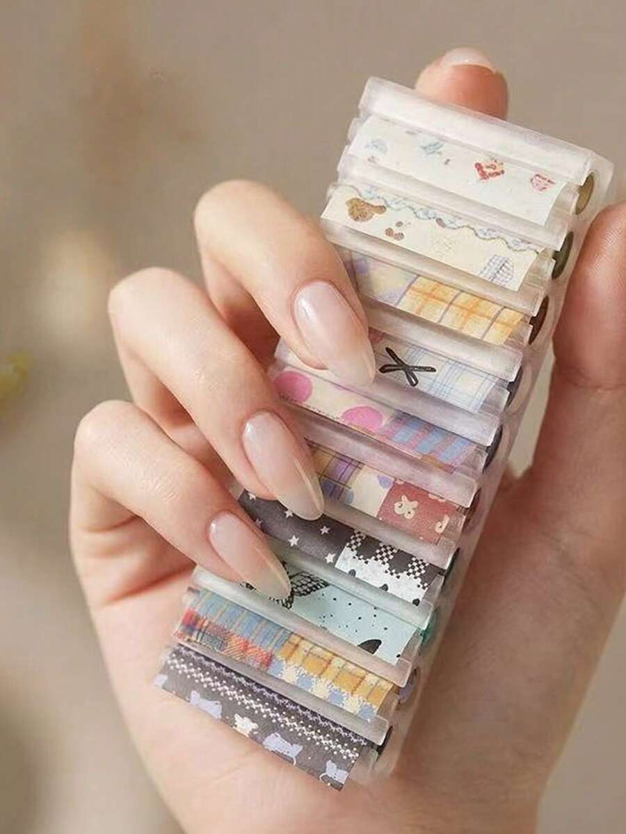 Multi-Layer Drawer Nail Transfer Foil Storage Box, Heart Handle, Stackable, Crush Proof Wrinkle Free For Decals - Multicolor - View 1