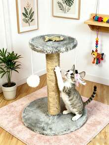 小型猫抓板，垂直设计防止碎屑掉落，尺寸小巧，方便猫咪自娱自乐，采用耐用剑麻绳制成，猫咪攀爬柱保护幼猫爪子，适合小型公寓，包含球和羽毛玩具，是送给小猫的理想礼物。 - 均碼 - 查看 2