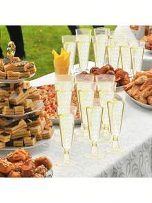 10/25/50 Pieces Reusable Clear Champagne Flutes, 150ml Plastic Cocktail Party Glasses For Parties, Weddings And Large Celebrations - View 7