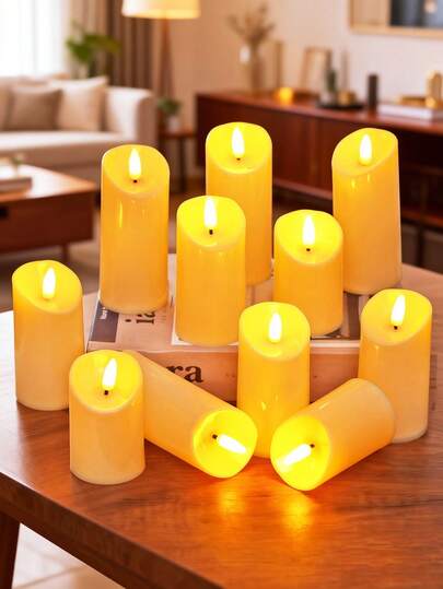1pc Realistic Plastic Wick Electronic Candle Lamp, Battery Powered Flameless Candle Light, Home Decor Lighter Candle, Wedding Candle Lamp, Wishing Candle Lamp, Suitable For Holiday, Party, Wedding And Prayer Decoration, Christmas Decor Candle