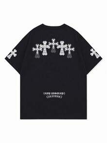 GRDR Men's Summer Cross Print Basic Casual Crew Neck Short Sleeve T-Shirt, Comfortable & Fashionable - Black - View 4