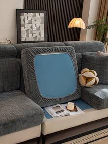 1 pièce Housse de coussin d'assise de canapé, housse de , protecteur de canapé, épais, de couleur gris foncé unicolore, élastique, anti-poussière et anti-salissure, facile à enlever et à laver, convient pour toutes les saisons, adapté à la décoration du salon - Gris foncé - Voir 6