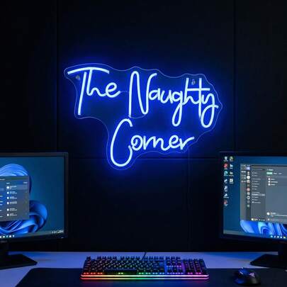 1pc The Naughty Corner LED Neon Sign Light Multicolor Letter Design Wall Hanging Atmosphere Lamp USB Low Voltage Powered With Dimmable Switch Decorative Night Light For Kids Room Home Gaming Room Game Room Bar Man Cave Bedroom Wall Decor