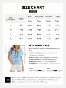 Camisa de hombros caídos con estampado floral, media cartera y rayas de contraste - Azul - Ver 5