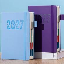 8种颜色可选A5硬面精装计划本，附赠5张贴纸，2027年新款日历日记本，自律追踪计划本，时间管理笔记本，提升效率的日程安排和日历，日历和个人规划用品，硬面商务笔记本，目标追踪器，每日计划本 - 單本 - 查看 2