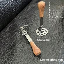 2件套迷你土豆泥压泥器，立式土豆泥压泥器，不锈钢土豆压泥器，木质防滑手柄，小型食物压泥器，自制婴儿辅食工具，适用于土豆、豆类、蔬菜、水果和湿宠物食品。厨房小工具 - 彩色 - 查看 5