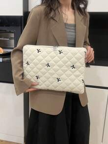 Solid Color Minimalist Luxury Laptop Sleeve, Multi-Size Notebook Tablet Carrying Case Laptop Case Laptop Bag Computer Case For Women Computer Bag Portable Laptop Cover Travel Essentials - White - View 3