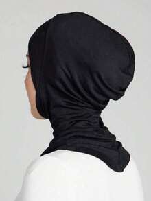 Three Pieces Women's Stylish Solid Color Set, Including An Elastic Chin Cover, A Convenient Hijab Cap, And A Hijab, Suitable For Daily Wear With A Robe. Breathable Lining Women's Veil - A - View 3