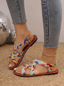 Sandal đế bằng phong cách Bohemian | Sandal quai chéo cổ chân thoải mái dành cho thanh thiếu niên - Nhiều màu - Xem 5