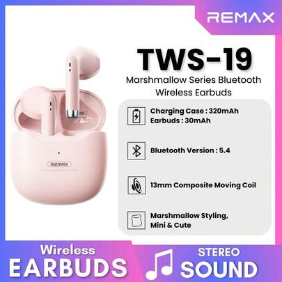 REMAX True Wireless Earbuds Purple Bluetooth 5.3 With Microphone For Working Out Noise Canceling Blue Tooth Ear Buds Deep Bass TWS Wireless Earphones With Charging Case In Ear Headphone For IPhone ,Android,XIAOMI,Samsung