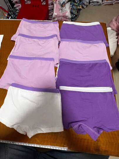 8条装卡通兔子印花女童三角裤，舒适加大码紫色女童三角裤，四季皆宜
