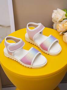 Một đôi sandal mùa xuân hè dễ thương, bán chạy nhất dành cho bé gái, màu gradient bóng bẩy, đế mềm, quai cài điều chỉnh được, kiểu giày công chúa hở mũi, thích hợp đi du lịch, mặc hàng ngày, dự tiệc và nhiều dịp khác. - Nhiều màu - Xem 3