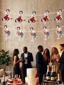 7pcs Custom Photo Party Banner Personalized Girl Party Decorations,Custom Face Party Garland Funny Drinking Girl Photo Banner,Custom Bachelorette Decorations Funny Girl Caricature Hanging Banner - Multicolor - View 3