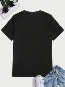 Premium Unisex Casual T-Shirts, Men's 100% Cotton T-Shirt With The Phrase 'Make Money Not Friends', Thick 220g Cotton T-Shirt For Men For Christmas (1 Piece) - 黑色 - 查看 2