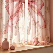 Cortinas com laço rosa (2 peças), decoração moderna e elegante para janelas. Painéis de cortina ideais para decorar janelas de salas de estar, quartos, varandas, cozinhas, escritórios e banheiros. - Multicolorido - Ver 5