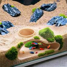 Aquarium Fish Tunnel Hideaway | Natural Curved Cave Decor Suitable For Bettas, Gouramis, Catfish | Freshwater & Saltwater Tank Accessory | Easy To Install Fish Hiding Place - A - View 9