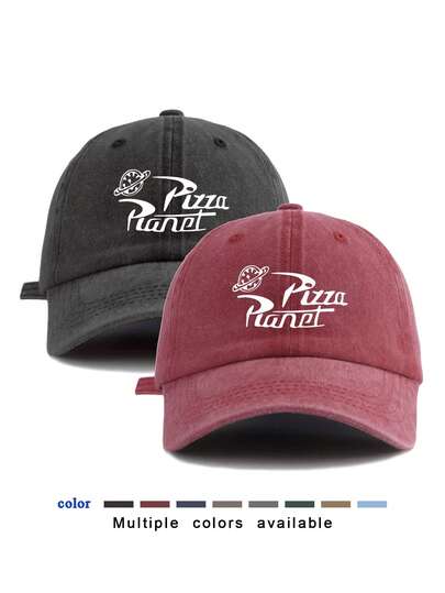 2顶“PizzaPlanet”印花棒球帽，百搭时尚老爹帽，户外可调节防晒运动帽，父亲节男女皆宜