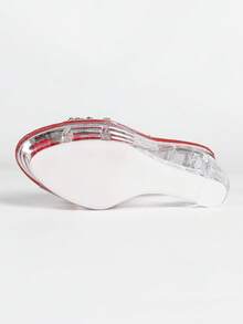 Tacones de aguja súper altos y sexys, tacones para discoteca, sandalias de cuña transparentes para fiestas - Rojo - Ver 8