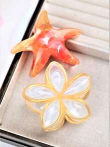 2/1 Pinze per capelli con fiore a gradiente di grandi dimensioni, design minimalista ed elegante, adatte per acconciature raccolte, uso casual o viaggi, con fermaglio a fiore da 8 cm/3,15 pollici e fermaglio a stella marina da 9 cm/3,54 pollici, accessori multifunzionali per styling durante viaggi e vacanze, accessori fotografici per spiaggia estiva, adatti per accessori per capelli da indossare quotidianamente, festival, feste - Multicolore - Visualizzare 2