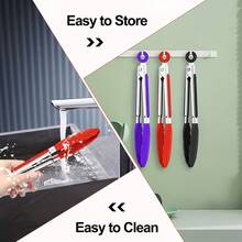 Bộ 3 kẹp nhà bếp, dài 20cm, làm bằng thép không gỉ, tay cầm bằng silicon và đầu bằng nylon, chống trượt, thích hợp cho vỉ nướng, nồi chiên không dầu, chảo chống dính, làm salad, dụng cụ phục vụ ăn uống và đồ dùng bàn ăn, quà tặng Giáng sinh và Halloween. - Nhiều màu - Xem 6