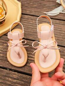 Girls' Pink Bow Decor Non-Slip Flat Sandals - Pink - View 5
