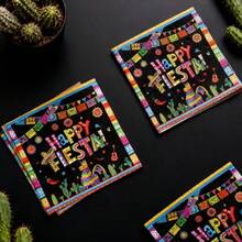 Mexican Cocktail Napkins, 20pcs/40pcs/60pcs, 2-Ply May 5th Colorful Disposable Paper Tissues, Luncheon Dinner Napkins For Mayo Dance Pinata Taco Theme Birthday Party Decorations For Taco Night Celebration, Birthday Party Favors - View 5