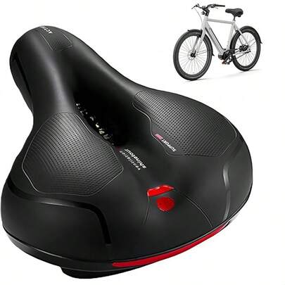 1pc Bicycle Seat Cushion, Wide & Comfortable Bike Saddle With Dual Shock Absorbing Balls, Suitable For Men & Women, Bicycle Seat Replacement Part For Mountain Bike Or Road Bike