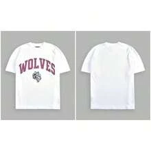 WOLVES CLUB Men 180g Cotton Vintage Print Loose Tee Casual Training Short Sleevesummer Outfits For Womenvintage Graphic Tees - T251030 Black - View 5