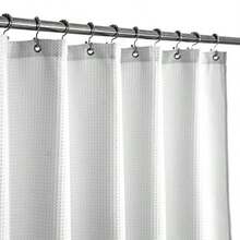 71Wx72L White - Waffle Weave Fabric Shower Curtain 230 GSM Heavy Duty Spa Hotel Luxury Water Repellent White Pique Pattern 180cm x 180cm Decorative Bathroom Curtain - Blanco puro - Ver 2