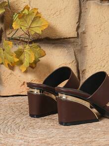 Giày sandal cao gót màu nâu cà phê thời trang, gợi cảm dành cho nữ, mẫu mới mùa xuân/hè với mũi vuông đính đinh tán, gót bất đối xứng, kiểu dáng tối giản, thoải mái và đa năng, phù hợp cho trang phục thường ngày, dự tiệc, đi nghỉ mát và đi làm. - Cà phê nâu - Xem 9