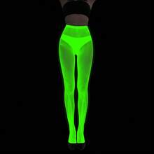 Fluorescent Pantyhose, Luminous Fishnet Stockings, Green Light Sexy Tattoo Lace, Jacquard Lace Hollow Stockings - Màu huỳnh quang 26 - Xem 1