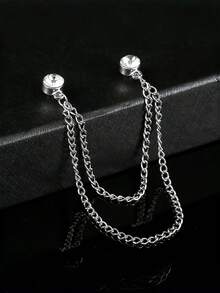 1pc Men's Minimalist Shiny Collar Chain Brooch, Fashionable Shirt Collar Decoration Accessory - Brooch - View 15