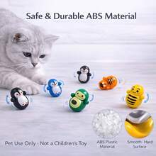 10-Piece Pack Of Indoor Rolling Cat Toys. Self-Rolling Cat Toys, No Batteries Required. Random Designs. Lightweight Plastic Educational Cat Toys. - 隨機顏色 - 查看 2