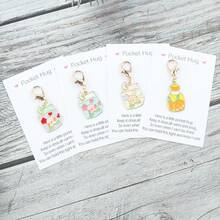 9pcs Cartoon Beverage Keychains, Creative Bottled Drink Design, Fashionable Personalized Bag Pendant, Car Key Chain, Birthday Gift, Holiday Party Favor, Friendship Gift, Party Supplies - Multicolor - View 6