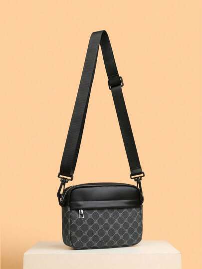 1pc Men's PU Leather Square Shoulder Bag, Fashion Casual Solid Color Travel Holiday Gift, Suitable For Outdoor, Cycling, Camping, Back To School, College Student, Hiking, Versatile And Portable, Suitable For Spring, Autumn, Winter