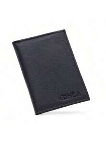 Men's Leather Document Holder Wallet, Fits ID Card, Driver's License, With Internal Compartments For Cards And Plastic Sleeves - Negro - Ver 3