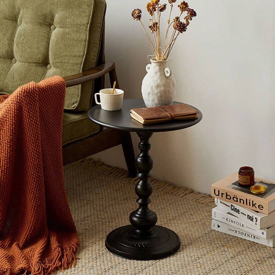 Metal Round Side Table Vintage End Table Small Accent Pedestal Table Nightstand - 15.7*20.5 Inches - View 1