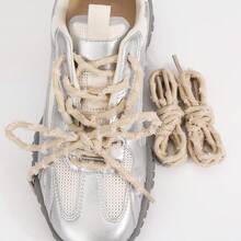 5mm Wide Solid Color Round Shoelaces, Suitable For Sneakers, Boots, Outdoor Shoes, Hiking Boots, Patterned, 1 Pair - Yellow - View 4