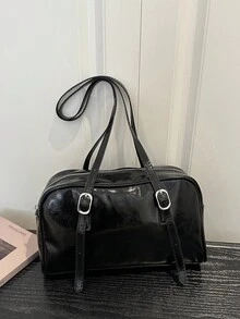 时尚简约的纯色侧袋单肩包，适合购物、携带钱包，也适合年轻女性、大学生、职场新人以及白领人士。它们非常适合办公室、大学、工作、商务、通勤、户外活动、旅行和郊游等场合。 - 黑色 - 查看 3