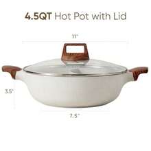 CAROTE Olla Caliente con Divisor de Doble Sabor Dividida con Tapa de Vidrio Olla Antiadherente de Doble Lado Ollas Shabu Shabu Utensilios de Cocina para Estufa de Inducción y Gas 4.5 Cuartos - Ver 3