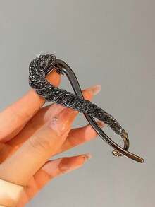 1/2pcs Elegant Minimalist Rhinestone Geometric Pattern Hair Clips, Suitable For Everyday Use - Multicolor - View 7