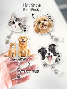 1件/3件装定制宠物水彩徽章卷轴（照片可定制），手绘猫狗身份识别夹，护士礼物，兽医技师姓名牌夹，定制狗狗徽章卷轴（照片可定制），圣诞礼物（带照片的护士徽章卷轴），个性化狗狗亚克力徽章卷轴，医疗徽章卷轴，带夹子的护士徽章卷轴（适用于医疗保健专业人员），学习用品，返校季。 - H-寵物姓名徽章捲軸 - 查看 13