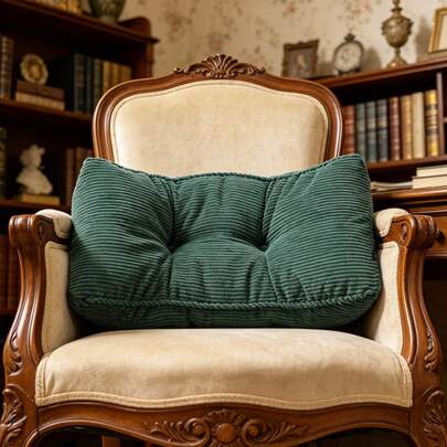 1pc Ergonomic Corduroy Lumbar Support Cushion, Breathable Back Pillow, Suitable For Prolonged Sitting In Office Or Home, Multipurpose Use As Waist, Nap, Hug, Leg Rest Pillow