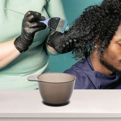 1个染发调色碗工具 - 高级染发碗带刷子 - 大容量浓稠染发膏碗 - 多种颜色可选，适用于混合染发啫喱、造型膏和发膜粉。更耐用，不易开裂。