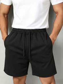 Men's Hiking Sports Knit 5-Pocket Casual Comfortable Multifunctional Basic Athletic Shorts - Black - View 1