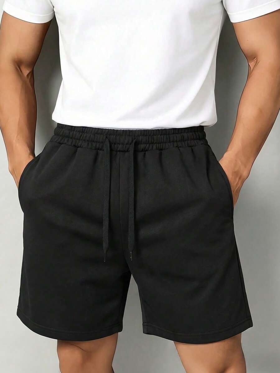 Men's Hiking Sports Knit 5-Pocket Casual Comfortable Multifunctional Basic Athletic Shorts - Black - View 1