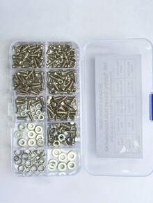 200pcs Carbon Steel Self-Tapping Screw Assortment Kit, Screws, Nuts, Flat Washers, Spring Washers, Home Repair Hardware Set - 200pcs Self-tapping Screw and Nut Combination Set - View 9