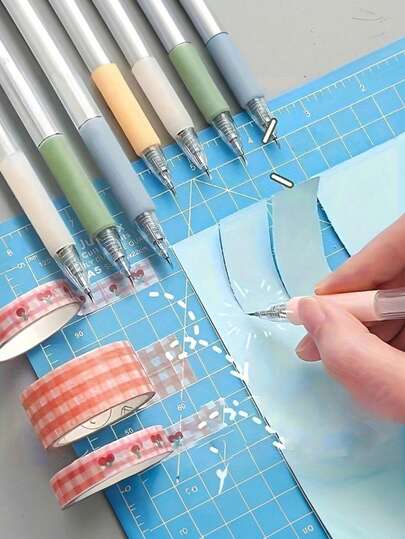 1 Set 3Pcs Retractable Craft Carving Knives, Premium Plastic Material, Macaron Multi-Color Design, Portable Pen-Style, Precision Retractable Blade, Ideal For DIY Crafts, Scrapbooking & Paper Cutting, Perfect For Students, Crafters & Professionals, Great For Daily & Festival Crafting