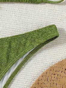 Bộ bikini màu xanh lá cây dành cho nữ, điểm nhấn là họa tiết sao biển và dây chuyền, thích hợp cho kỳ nghỉ biển và các bữa tiệc thường ngày, bộ đồ bơi thanh lịch và gợi cảm. - màu xanh lá - Xem 7